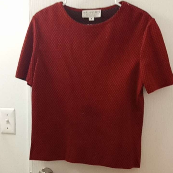 St. John Sweaters - St. John Print Knit Scoop Neck Short Sleeve Top